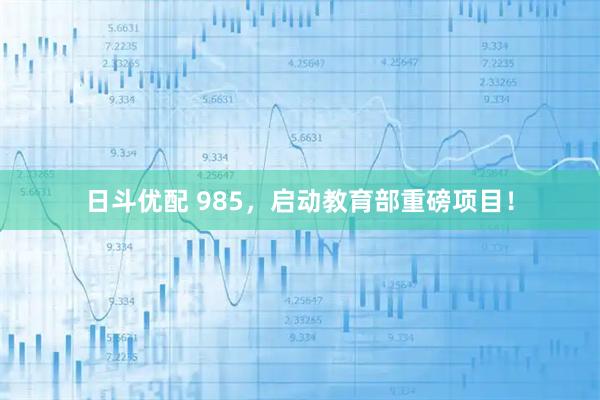 日斗优配 985,启动教育部重磅项目!